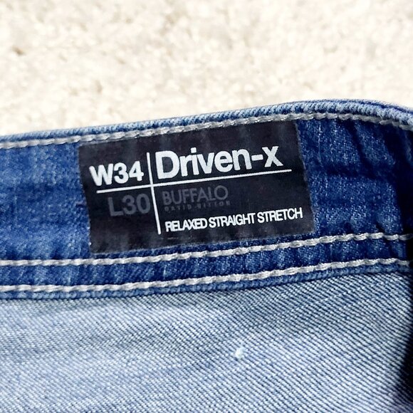 Buffalo David Bitton Driven X Jeans Men 34x30 Blue Relaxed Straight Stretch - Picture 4 of 10